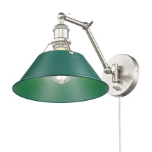 Golden 3306-A1W PW-GN - Yep by Golden Lighting Orwell 1-light Swing Arm Wall Lamp in Pewter and Pine Green shade